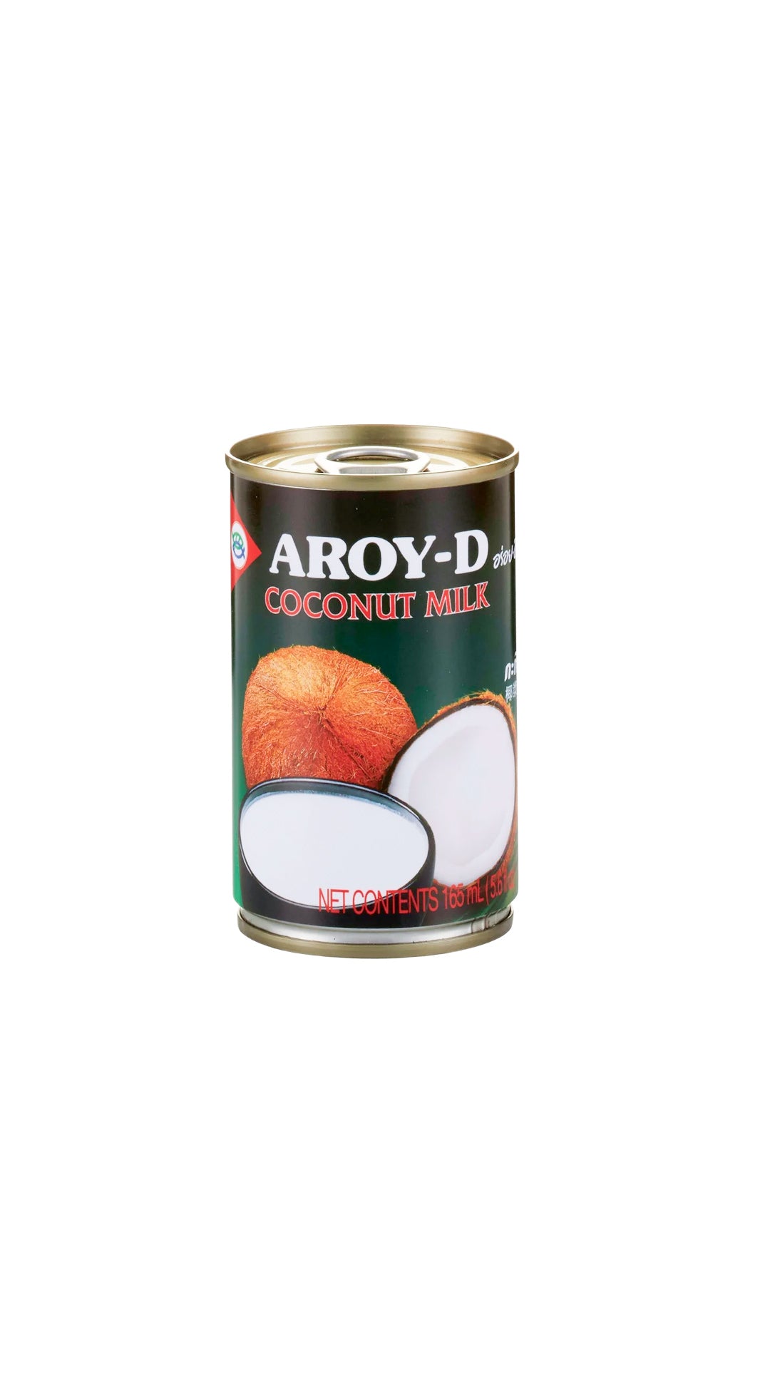 A can of Aroy-D Coconut Milk, showing the brand logo, coconut extracts, and the net contents of 5.6 oz.