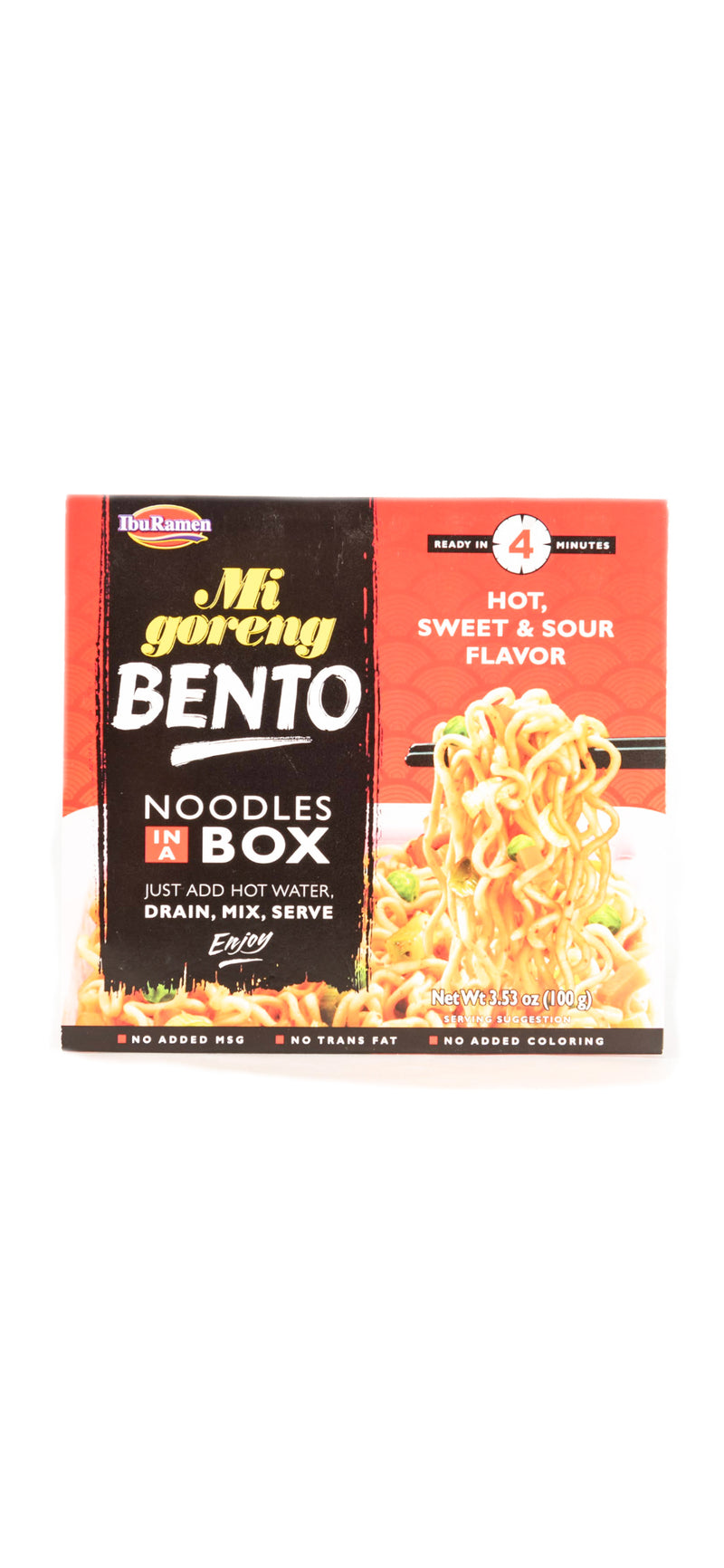 IbuRamen Mi Goreng Bento Noodles in a Box Hot, Sweet & Sour Flavor