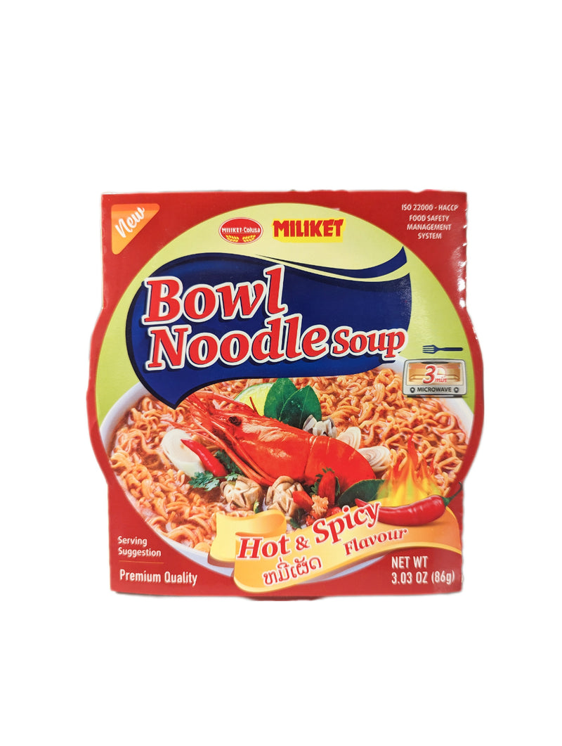 Miliket Instant Noodles Bowl Noodle Soup Hot & Spicy Flavour