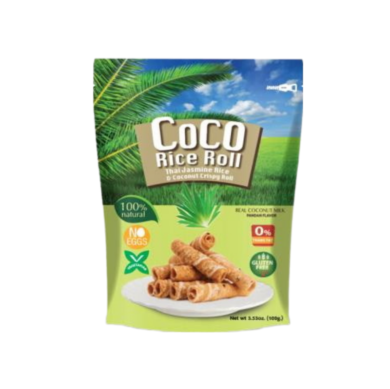 Coco Rice Roll Thai Jasmine Rice & Coconut Crispy Roll Pandan Flavor