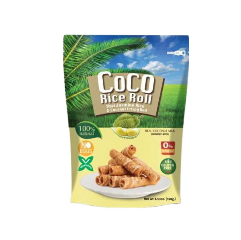 Coco Rice Roll Thai Jasmine Rice & Coconut Crispy Roll Durian Flavor