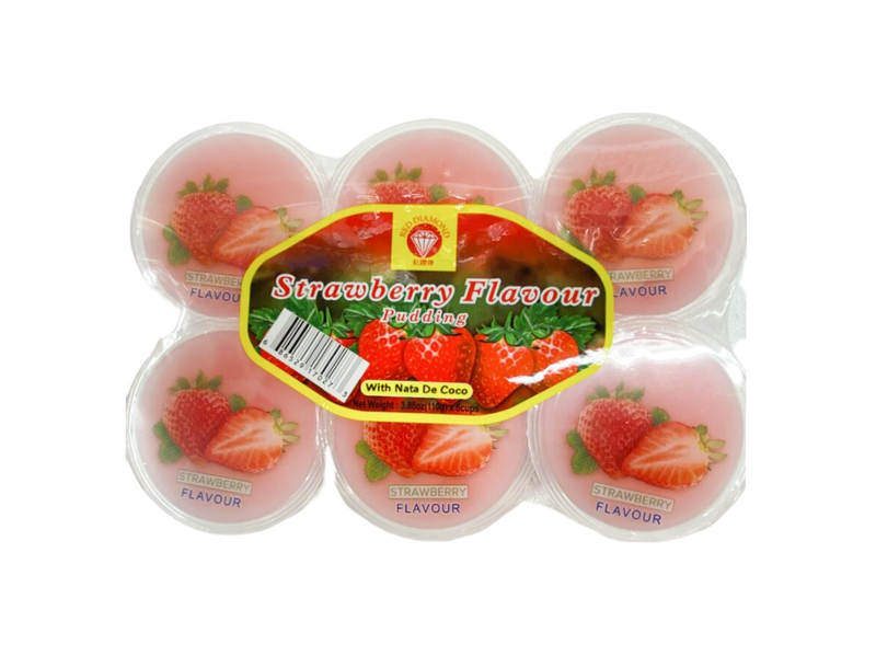 Red Diamond Strawberry Flavor Pudding with Nata de Coco
