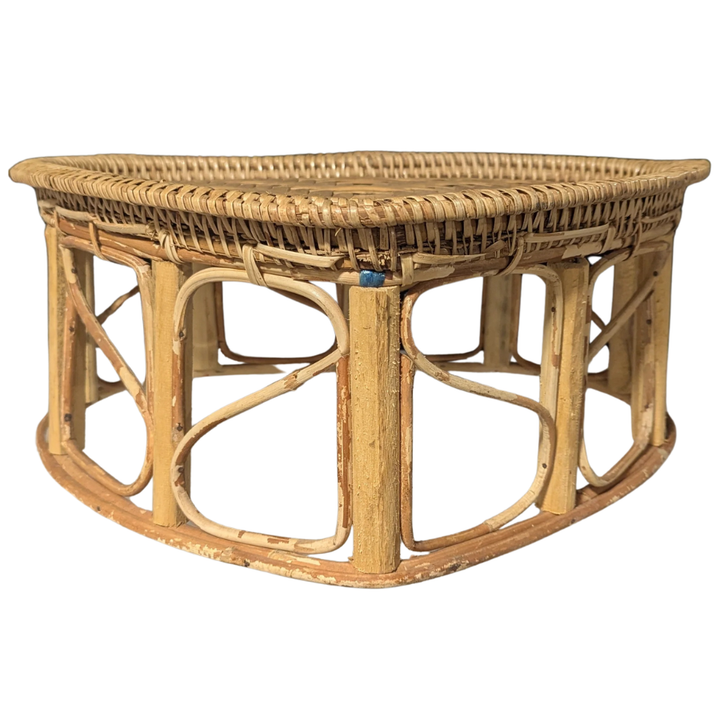 Wicker coffee table on a white background