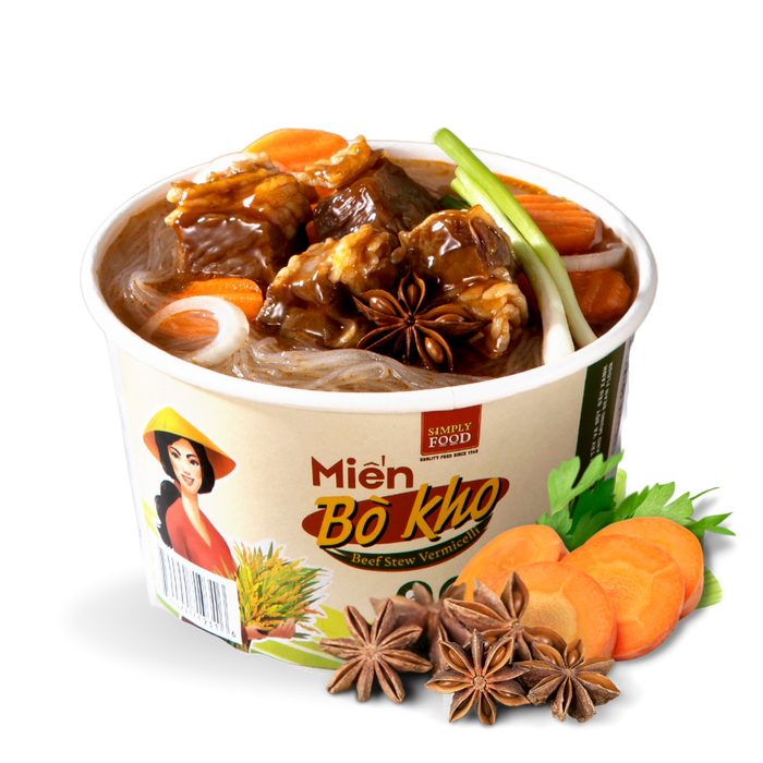 Simply Food Mien Bo Kho Beef Stew Vermicelli Glass Instant Noodle (Bowl)
