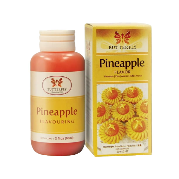 Butterfly Pineapple Flavouring bottle and packaging on a white background