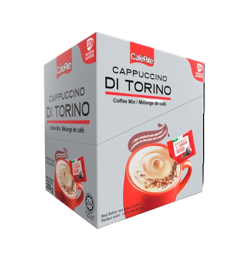 CafeRite Cappuccino Di Torino coffee mix packaging on a white background