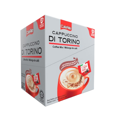 CafeRite Cappuccino Di Torino coffee mix packaging on a white background