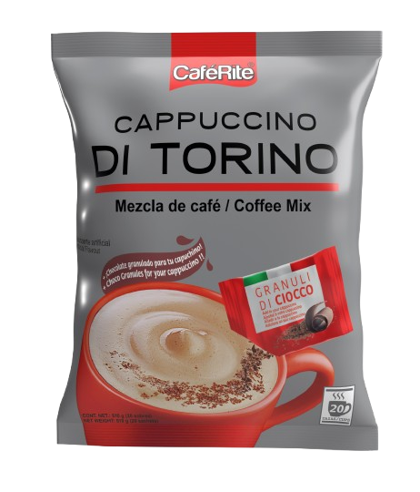 CaféRite Cappuccino Di Torino coffee mix package on a white background