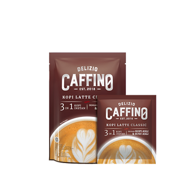 Delizio Caffino 3 in 1 Classic Coffee Latte Less Sugar Instant Coffee, Indonesian