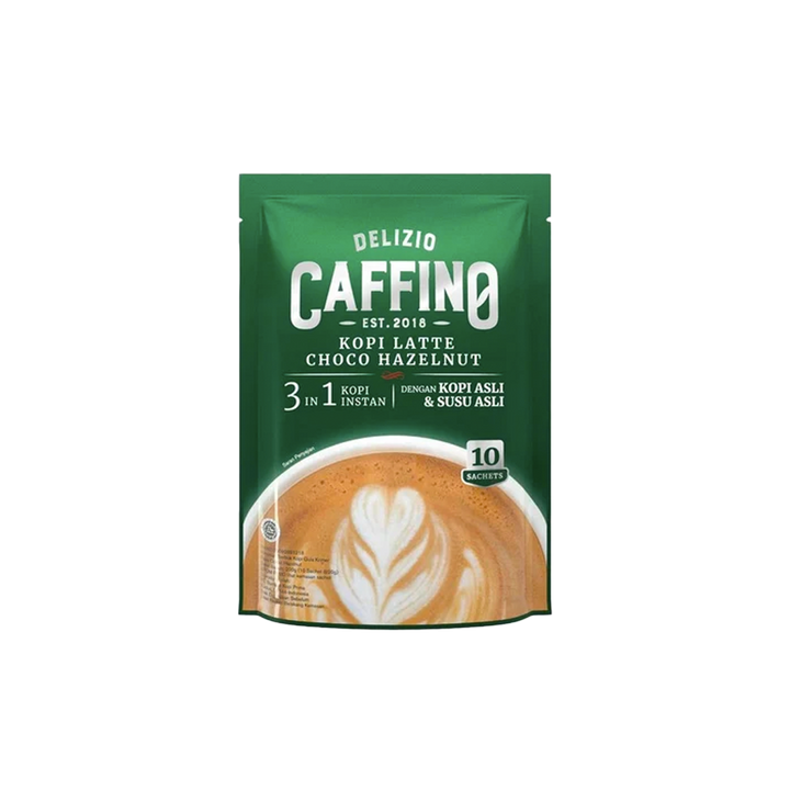 Delizio Caffino 3 in 1 Hazelnut Coffee Latte Less Sugar Instant Coffee, Indonesian