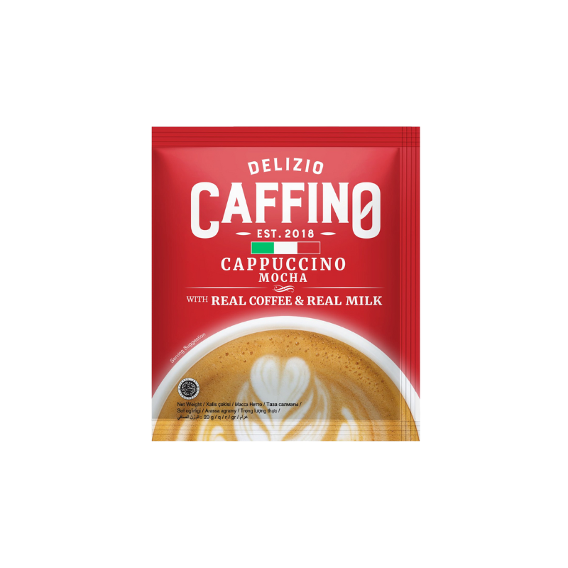 Delizio Caffino 3 in 1 Mocha Coffee Latte Instant Coffee, Indonesian 