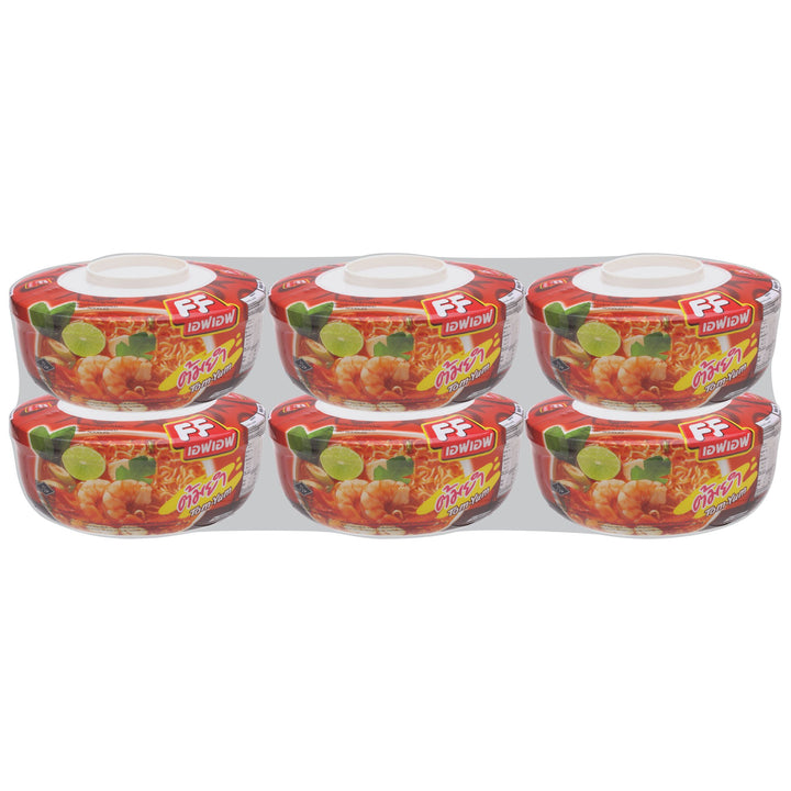 Pack of six FF Tom-Yum Flavoured Instant Noodles on a white background