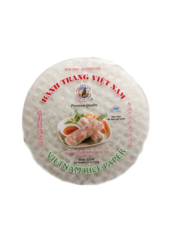 Golden Owl Vietnam Rice Paper, Round 22cm, Vietnamese 