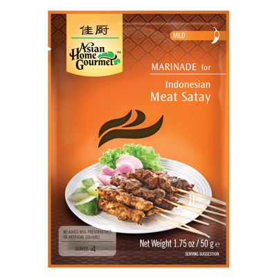 Asian Home Gourmet Indonesian Meat Satay Marinade, Vegetarian Society Approved, Halal, No Artificial Colours | Product of Thailand | SouthEATS