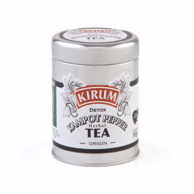 Canister of Kirum Kampot Pepper Herbal Tea on a white background