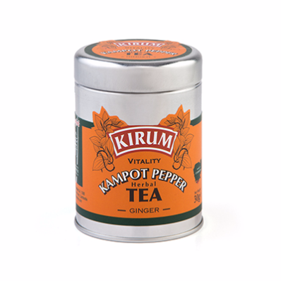 Kirum Kampot Pepper Herbal Tea canister on a white background