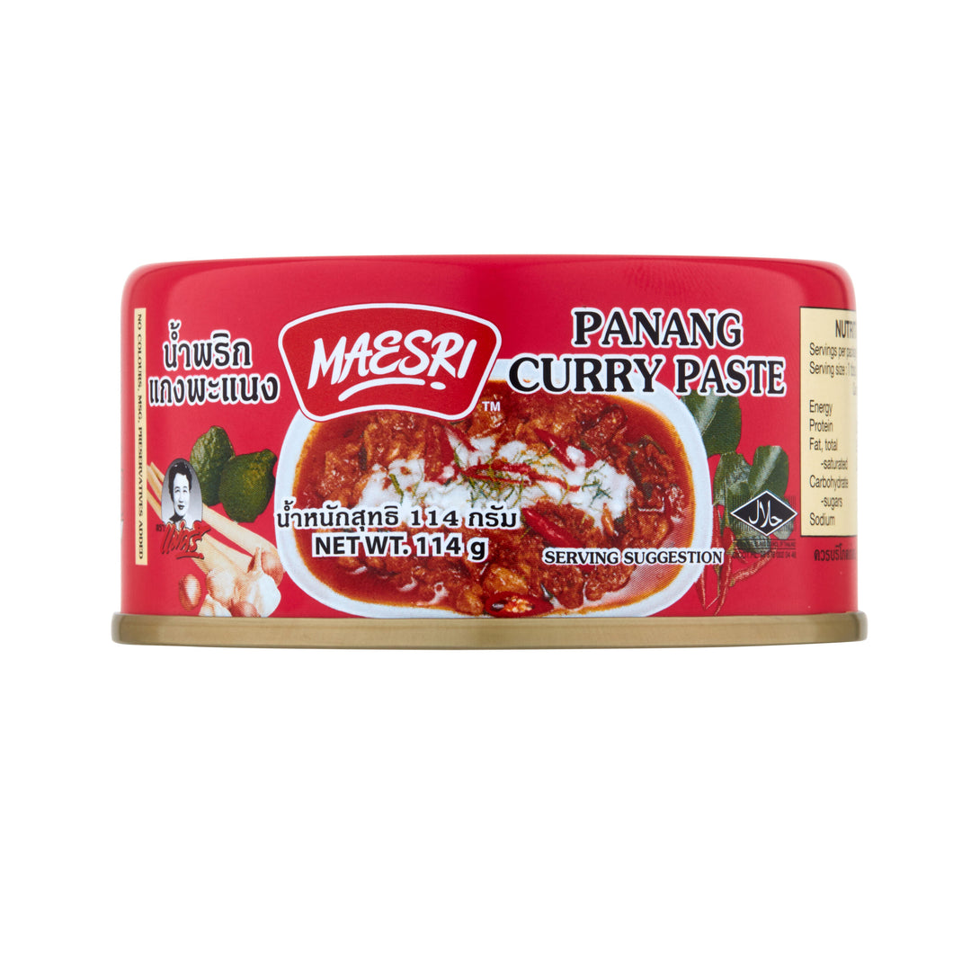 Maesri Panang Curry Paste can on a white background