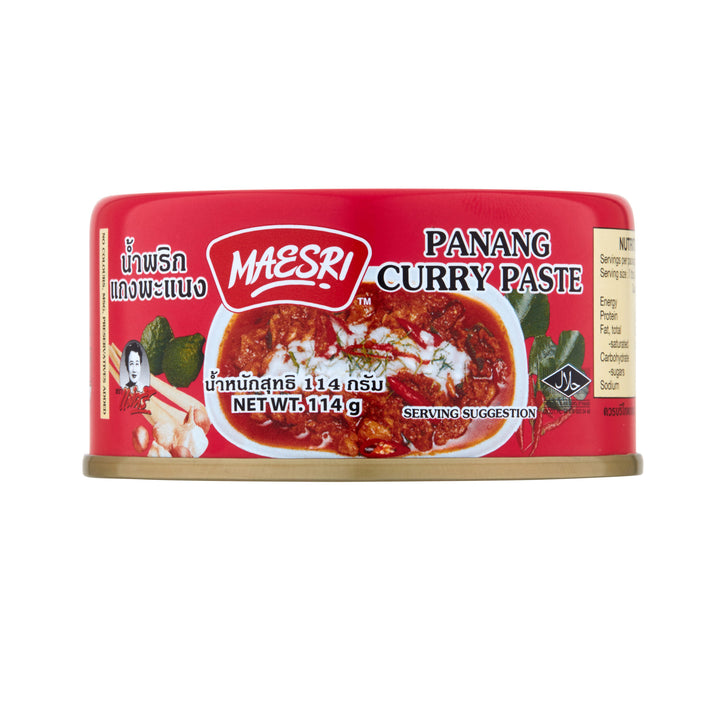 Maesri Panang Curry Paste can on a white background