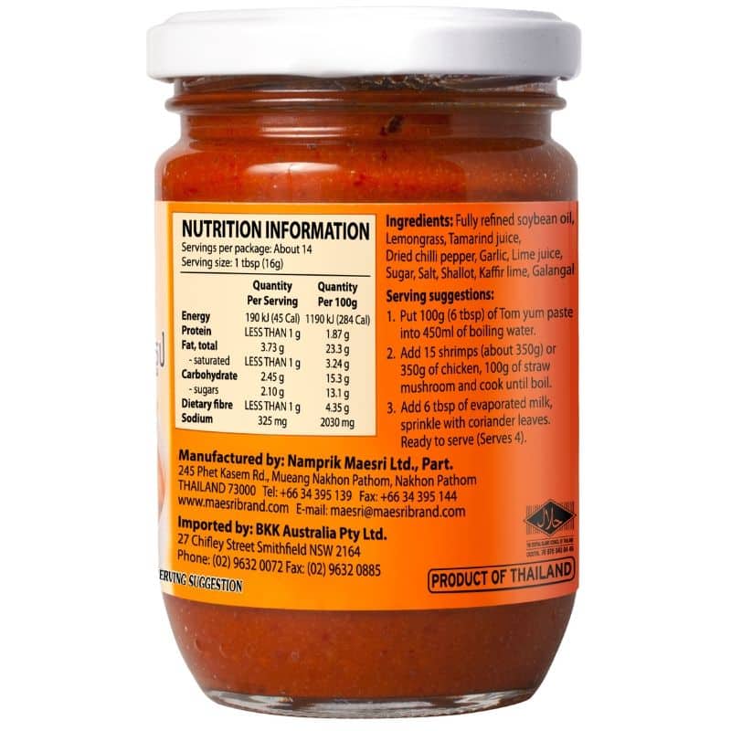 Back view of a jar with nutrition information and product details on a white background
