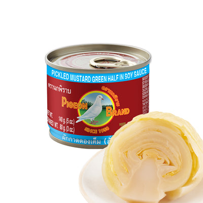 Pigeon Brand Pickled Mustard Green Half in Soy Sauce, Thai 
