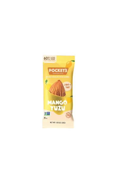 Pocket's Chocolates Mango Yuzu Oat Milk Chocolate Covered Almonds