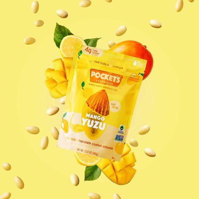 Pocket's Chocolates Mango Yuzu Oat Milk Chocolate Covered Almonds