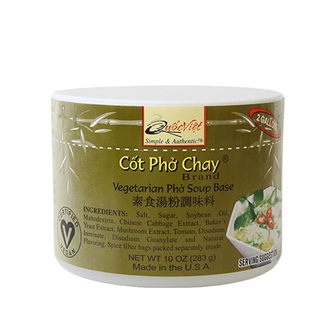 Cot Pho Chay vegetarian pho soup base container on a white background