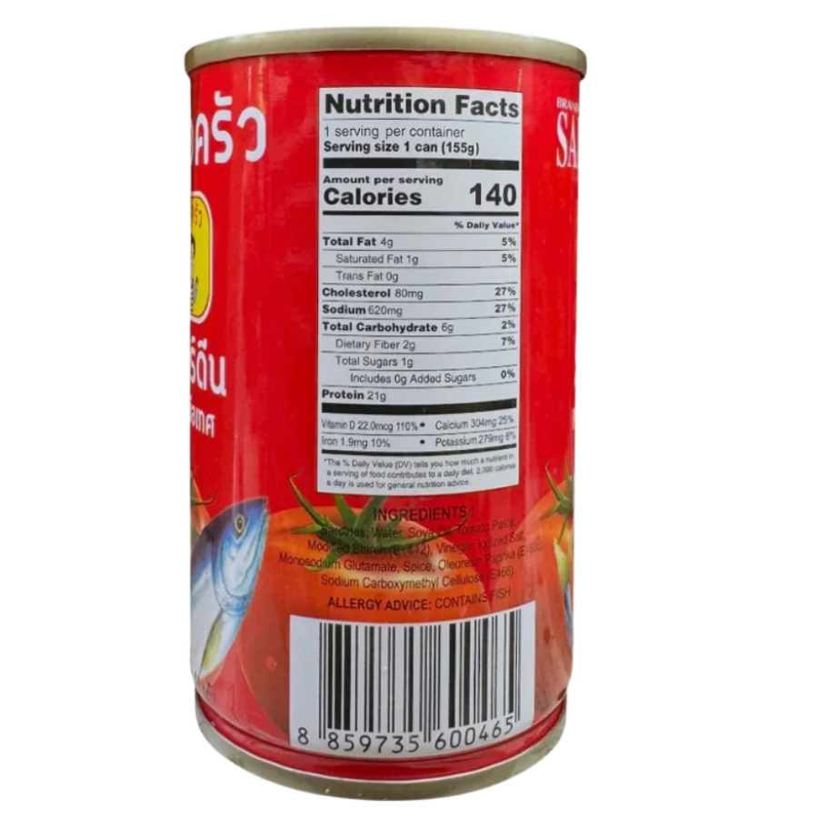 Red can with nutrition facts label on a white background