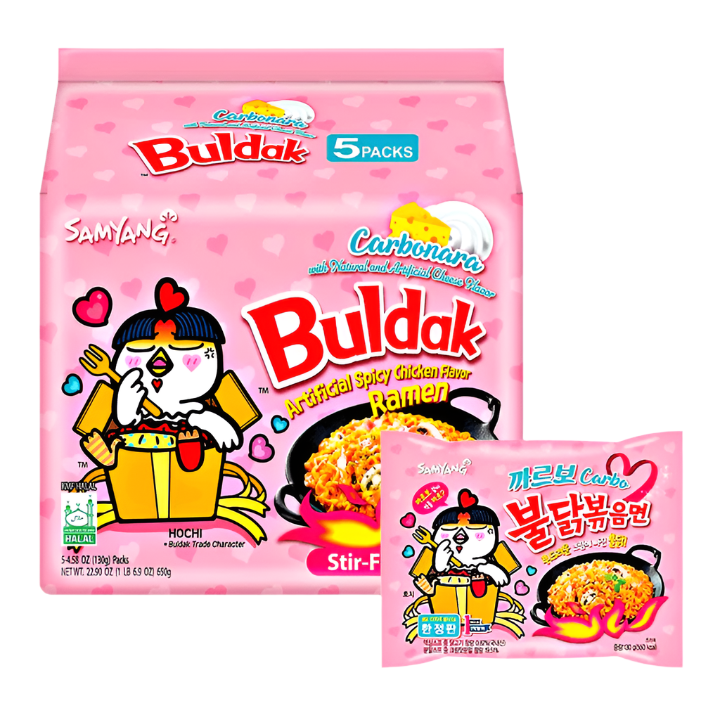 Samyang Buldak Artificial Spicy Chicken Ramen Carbonara Flavor, Product of South Korea 
