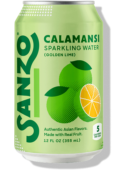 Sanzo Calamansi Sparkling Water can on a white background