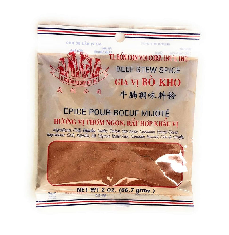 Beef stew spice package with text on a white background
