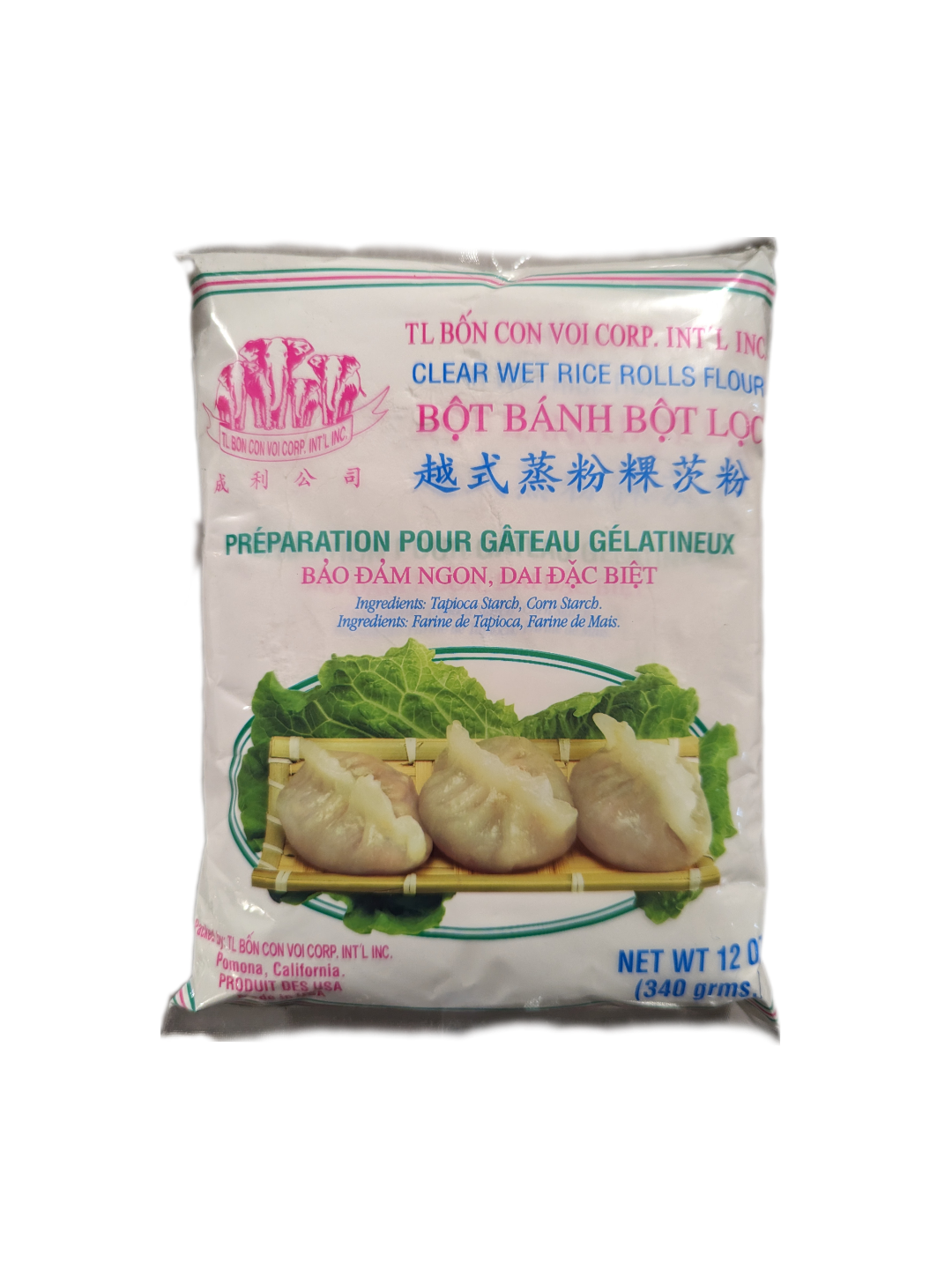 TL Bon Con Voi Corp Bot Banh Bot Loc Clear Wet Rice Rolls Flour 