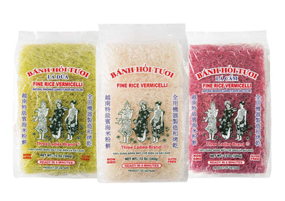 Three Ladies Brand Fine Rice Vermicelli Magenta Leaves Flavor