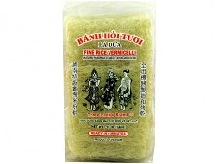 Three Ladies Brand Fine Rice Vermicelli Pandan Flavor