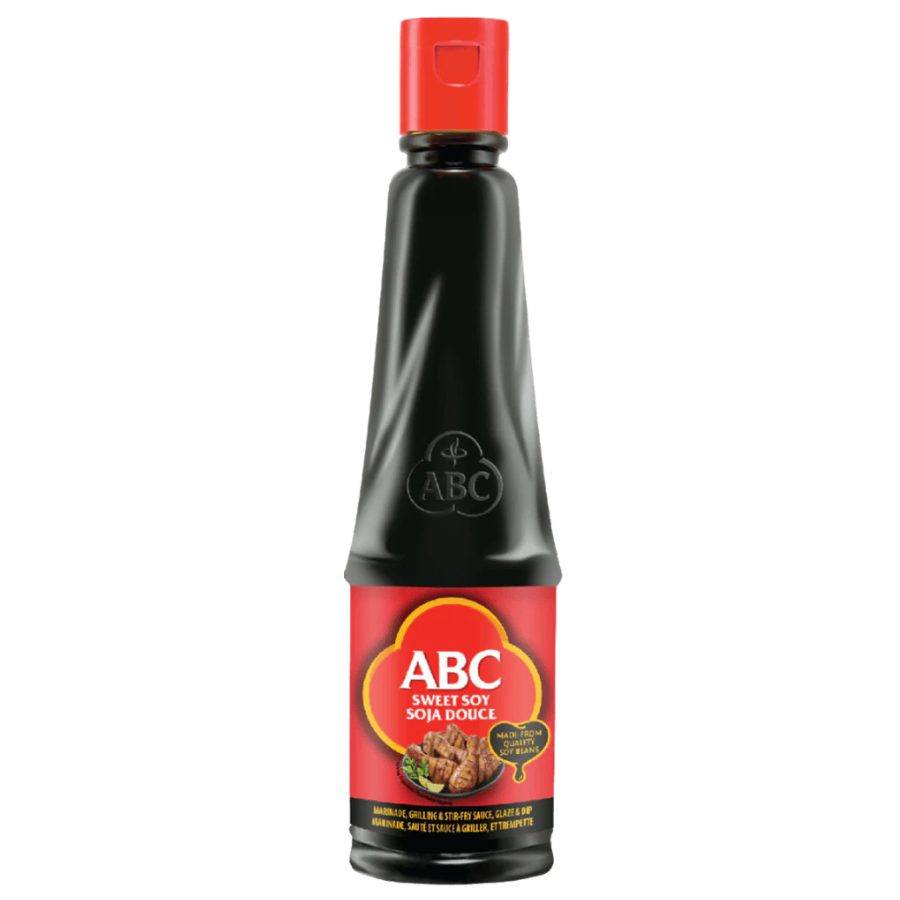 Bottle of ABC Sweet Soy sauce on a white background