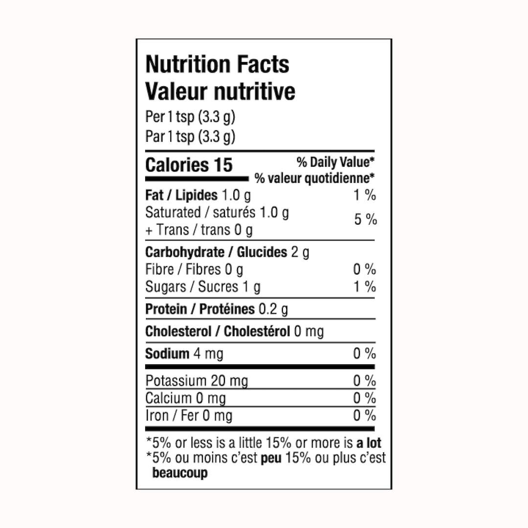 Nutrition facts label for a product on a white background
