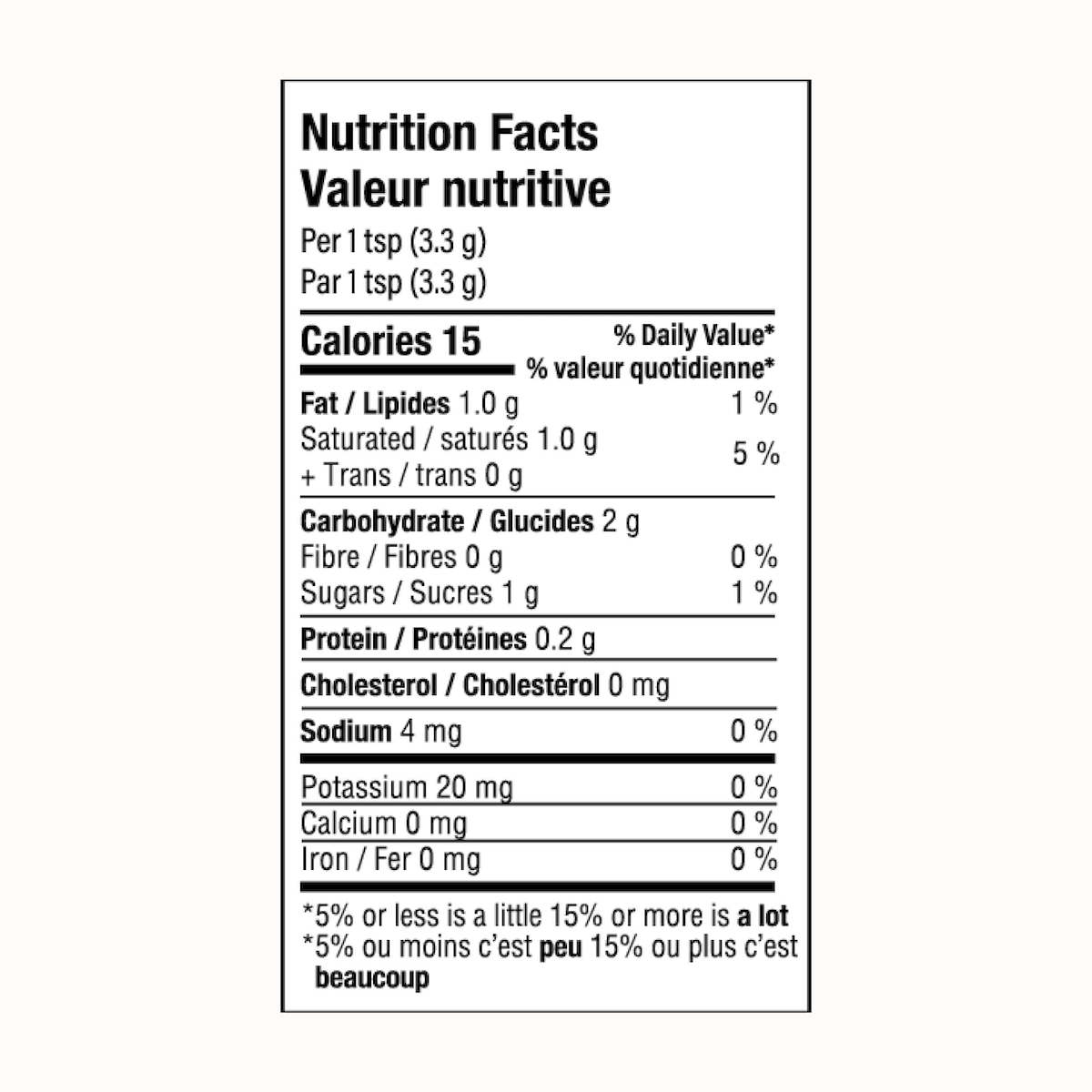 Nutrition facts label for a product on a white background