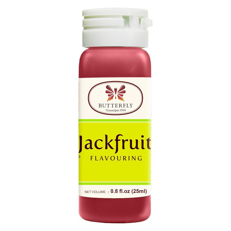 Bottle of Jackfruit flavoring with Butterfly brand logo on a white background