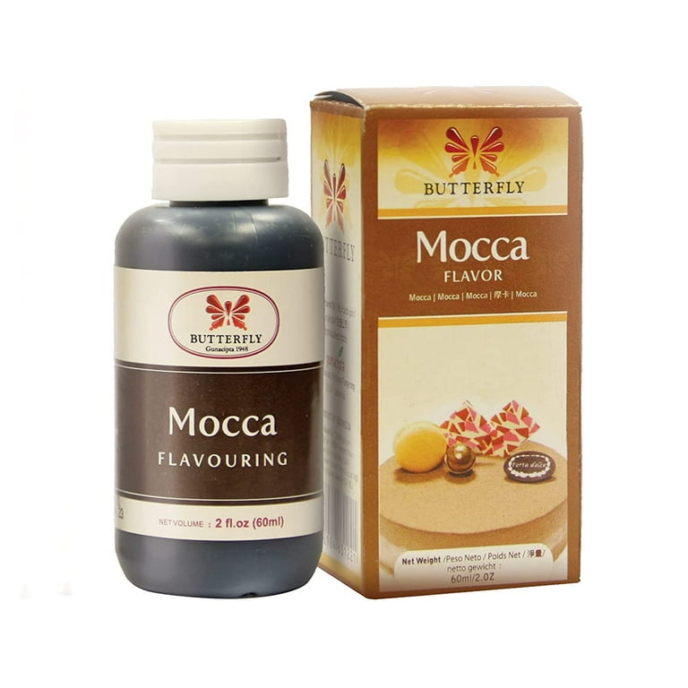 Butterfly Mocca flavoring bottle and packaging on a white background