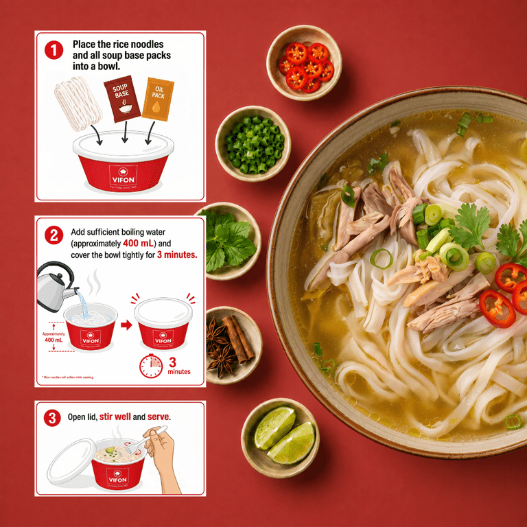 Vifon Instant Rice Noodles Chicken Flavor Pho Ga