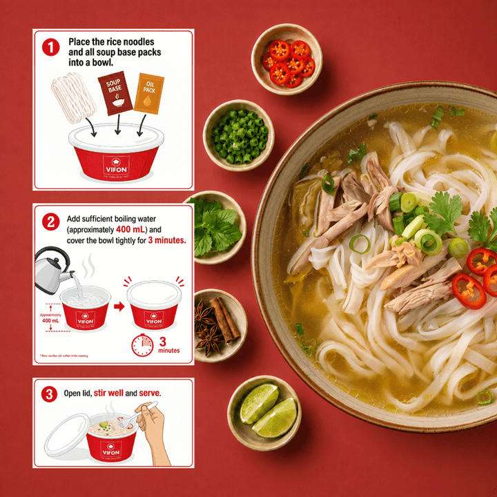 Vifon Instant Rice Noodles Chicken Flavor Pho Ga