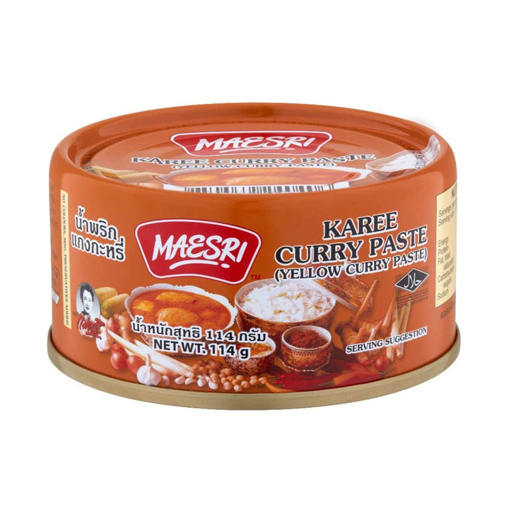 Maesri Karee Curry Paste container on a white background