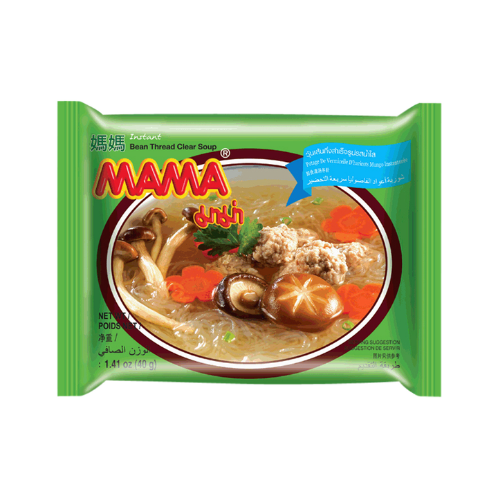 Mama brand instant bean thread clear soup package on a white background