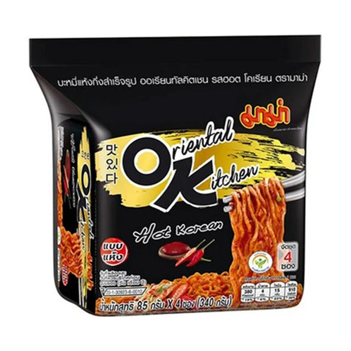 Packaged noodles from Oriental Kitchen on a white background