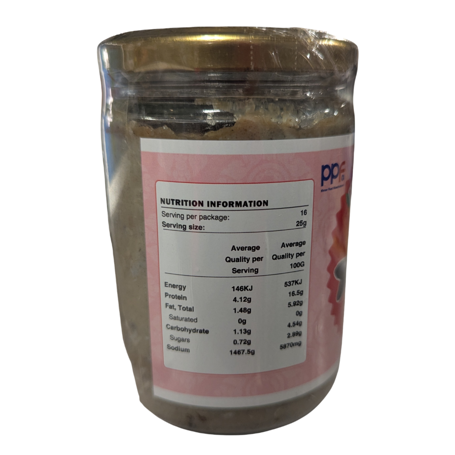 Container with a nutrition label on a white background