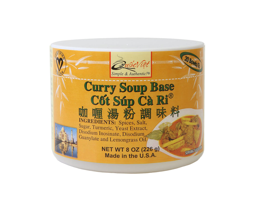 Curry Soup Base container with label on a white background