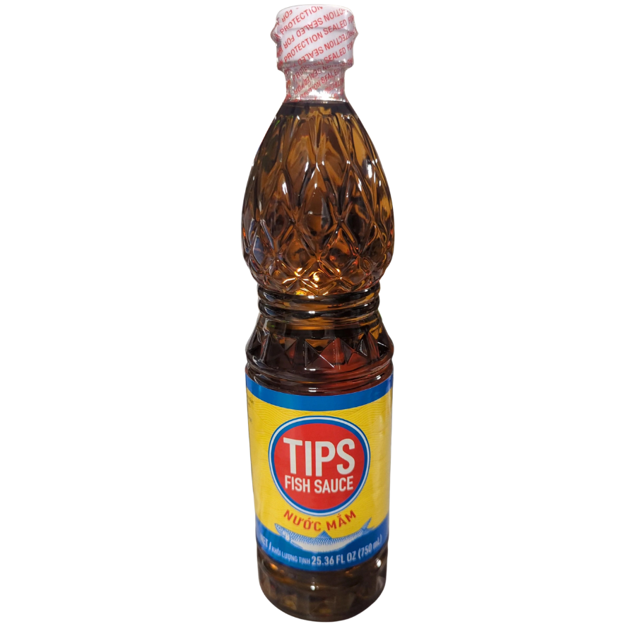 Bottle of Tips Fish Sauce on a white background