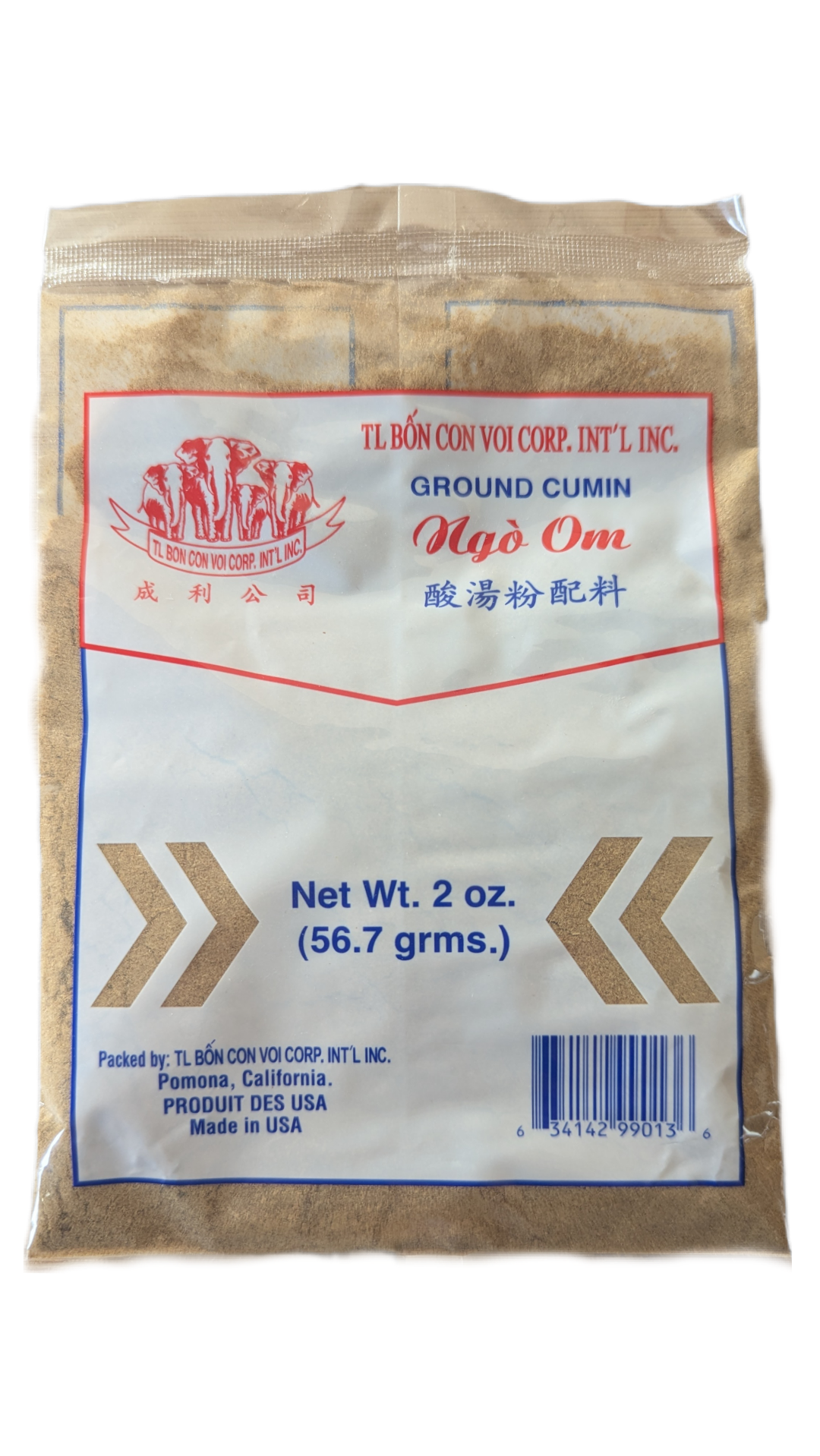 Package of ground cumin with brand logo and text on a white background