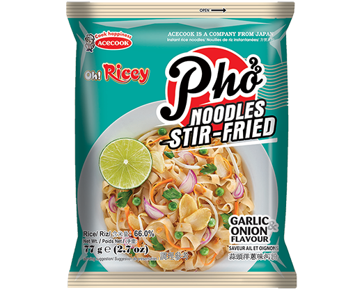 Acecook Oh! Ricey Pho Noodles Stir Fried Garlic & Onion Flavour