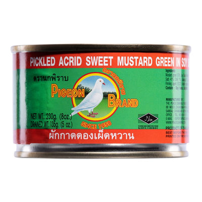 Pigeon Brand Pickled Acrid Sweet Mustard Green Pieces in Soy Sauce